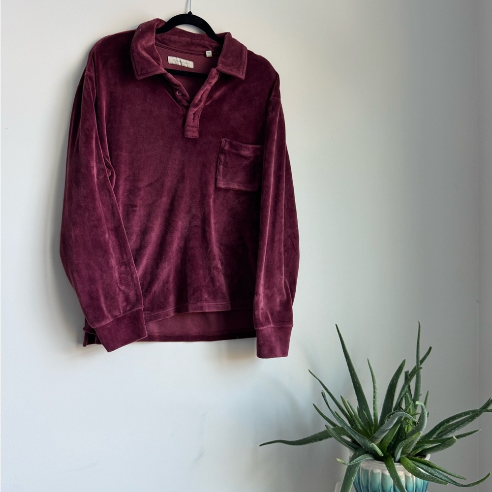 Urban Outfitters Velour Shirt with Collar